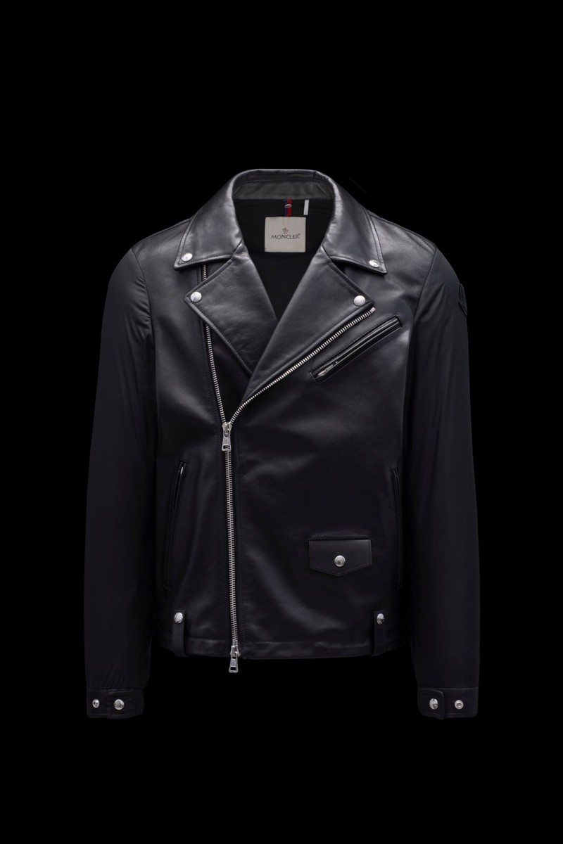 【PORTERNA】Teni leather padded jacket NEW* $6K MONCLER PAVOT LEATHER DOWN BIKER PUFFER JACKET