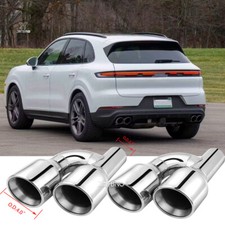 Quad 2.5 To 4 Dual Exhaust Tip Slant Cut Stainless For Porsche Cayenne 2019-25