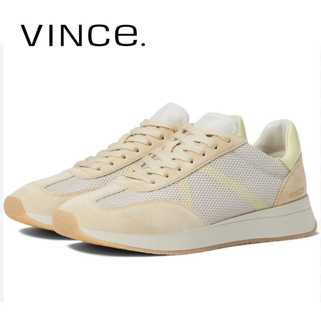 Vince Ohara Womens Leather Sneaker 6 Pale Lemon $250 Worn 1X Sporty Casual