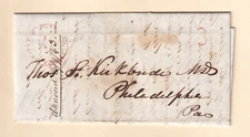 1843 Philadelphia Despatch Post 1 P.M.  3pg Worcester MA State Lunatic Hospital