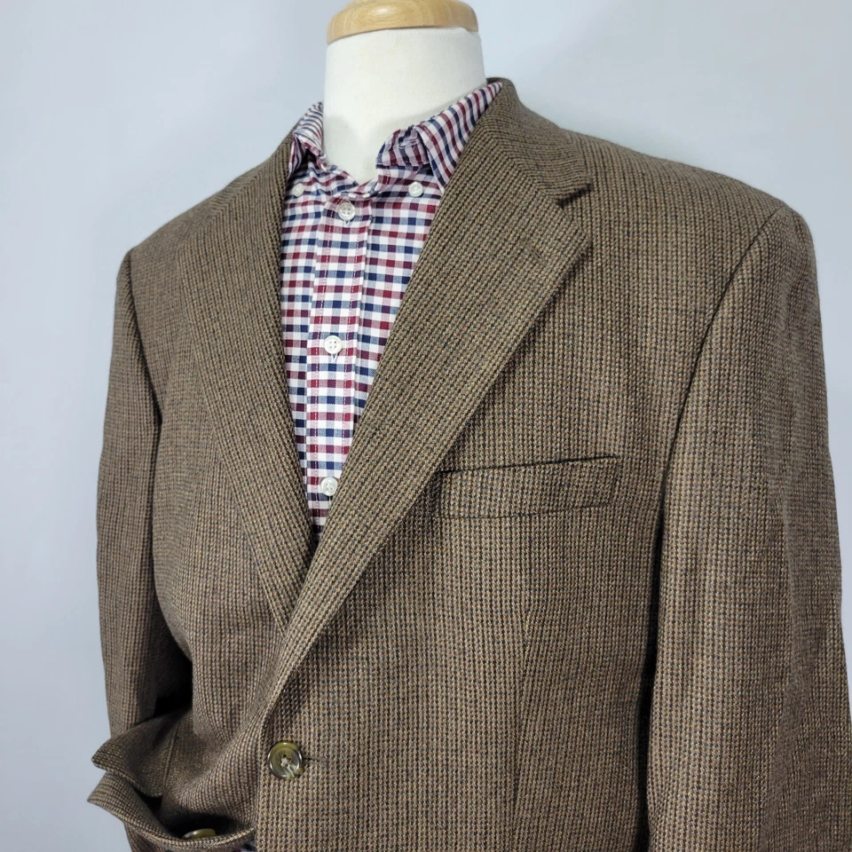 CHAPS Ralph Lauren Men's Sport Coat Blazer Two Button Flannel Wool Brown 44S - Image 4 of 4
