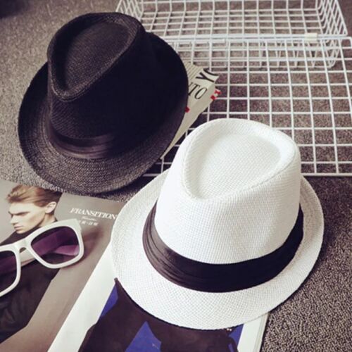Children Summer Straw Hat - Outdoor Jazz Panama Hats Breathable Sun Beach Cap - Picture 1 of 15