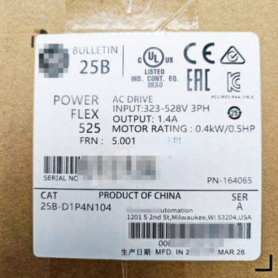 Allen Bradley 25B-D1P4N104 Powerflex 525 AC Drive 0.5HP 0.4KW New Factory SEALED