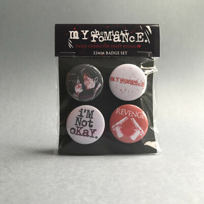 My chemical Romance Three Cheers For Sweet Revenge Badge SET. 4x 32mm ...