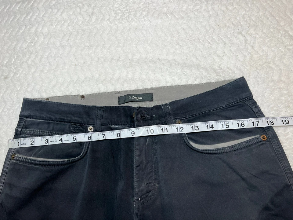 Ermenegildo Z Zegna Mens 32R Wash City Fit Straight Leg Stretch Black Chino - Image 4 of 4