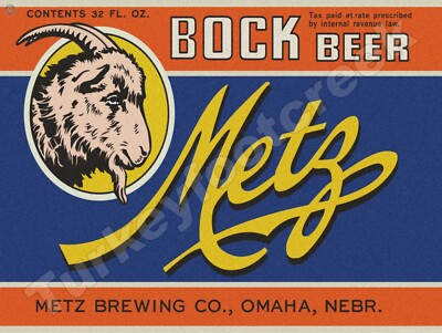 Metz Bock Beer Label 9'' x 12'' Metal Sign