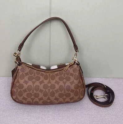 COACH Ashton Baguette Signature Canvas Bag, Brown/Natural