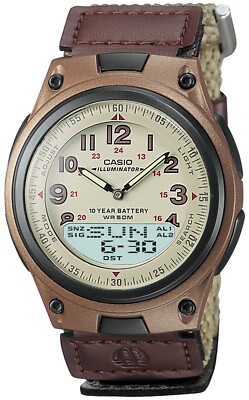 Casio Men's Quartz 30 Page Databank Brown Canvas 40mm Watch AW80V-5BV