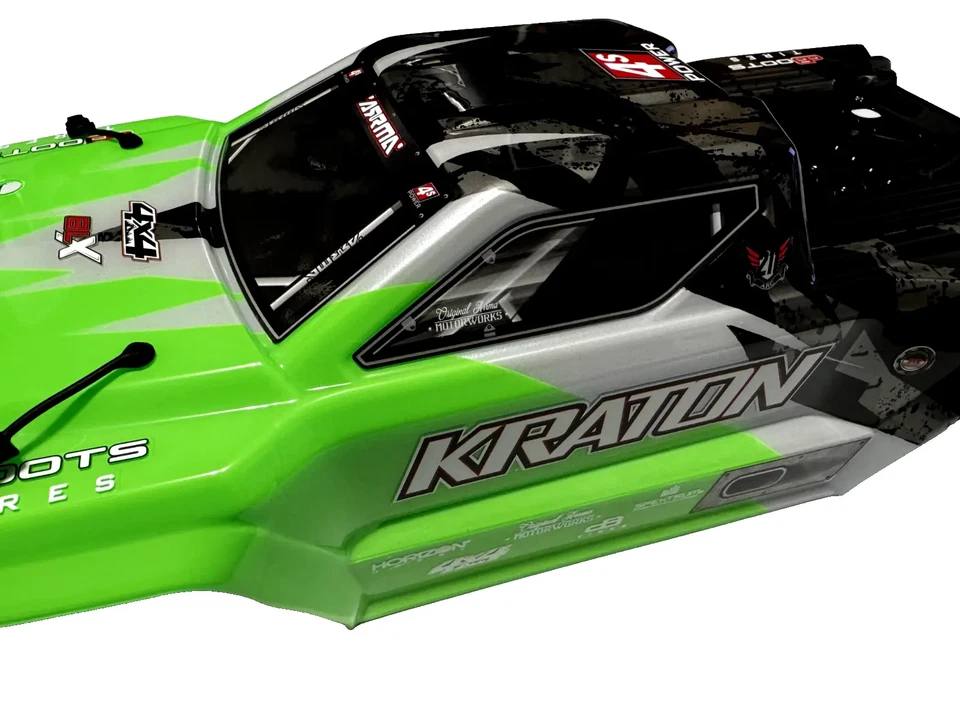 Arrma KRATON 4s 4x4 - Body Shell GREEN polycarbonate cover, body pins ARA4408V2 - Image 3 of 4