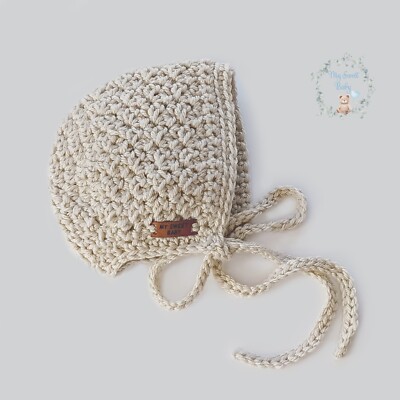 Newborn Girl Hat Baby Girl bonnet beige, Newborn Photo Prop, Baby shower gift