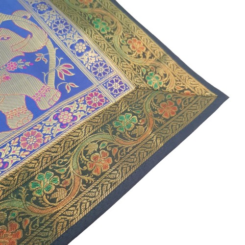 Dining Table Runner Handmade Elephant Mandala Woven Gold Banarasi Brocade Silk - Picture 7 of 14