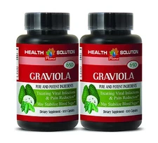 custard apple - GRAVIOLA Leaf Extract 650 Mg - lower calm nerves - 2 B, 200 Caps