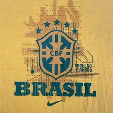 Nike Brazil Football Shirt Mens Large Yellow Crew Neck Neymar Jr 10