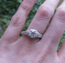 2.Ct White Round Cut VVS1 Moissanite Halo Engagement Ring 14k White Gold Size 5