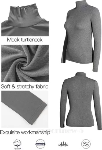 Women's Turtleneck Shirts Long Sleeve Basic Ribbed Knitted Top Lightweight S-3XL - Bild 3 von 17