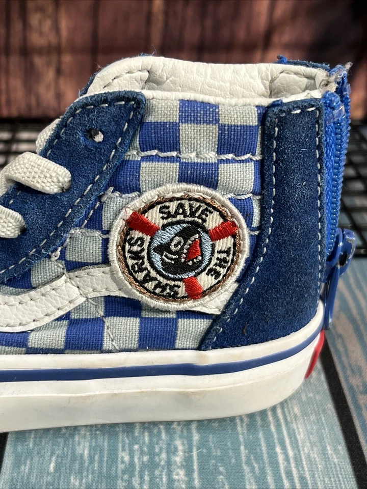 Vans Niños Sk8-Hi Bebé Tiburón VN0A4BV1V3V Azul Blanco Zapatos con Cordones Talla EE. UU. 4 Foto 2 de 4