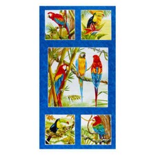 Birds In Paradise Parrot Toucan Folliage Bird Cotton Fabric HG Co 24"X44" Panel