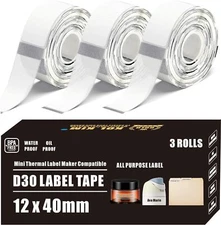D30 Thermal Label Tapes 12 40mm Self-Adhesive Compatible with for Phomemo D30...