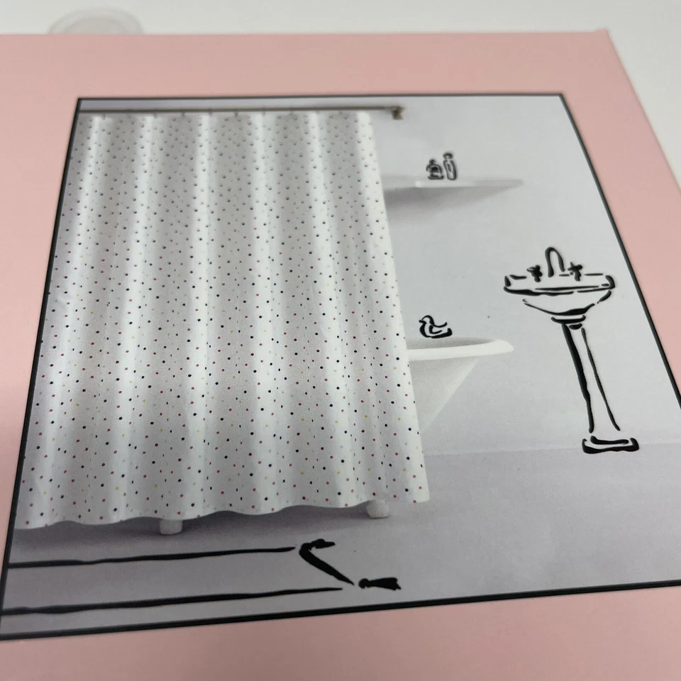 Kate Spade MINI BAKE DOT Lunares Multicolor Tela Cortina de Ducha 72x72" Foto 2 de 4