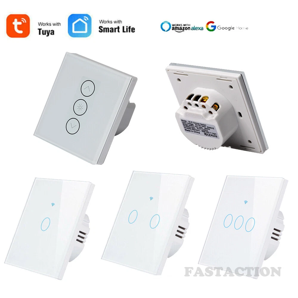 TUYA Smart life APP 1/2/3 Gang Wifi Switch UK Touch Dimmer Light Control f  Alexa