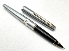 c1965 NOS? SHEAFFER STYLIST 404C BRUSHED STEEL FLIGHTER CARTRIDGE FOUNTAIN PEN M