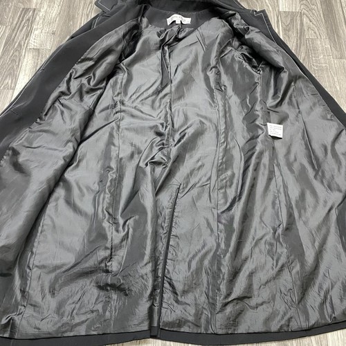 ANNE KLEIN Button Down Collar Black Softshell Trench Coat Women's Size Large - Picture 10 of 12