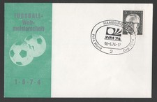 Germany 1974 Fifa World Cup Hamburg Cover. Fussball WM 74