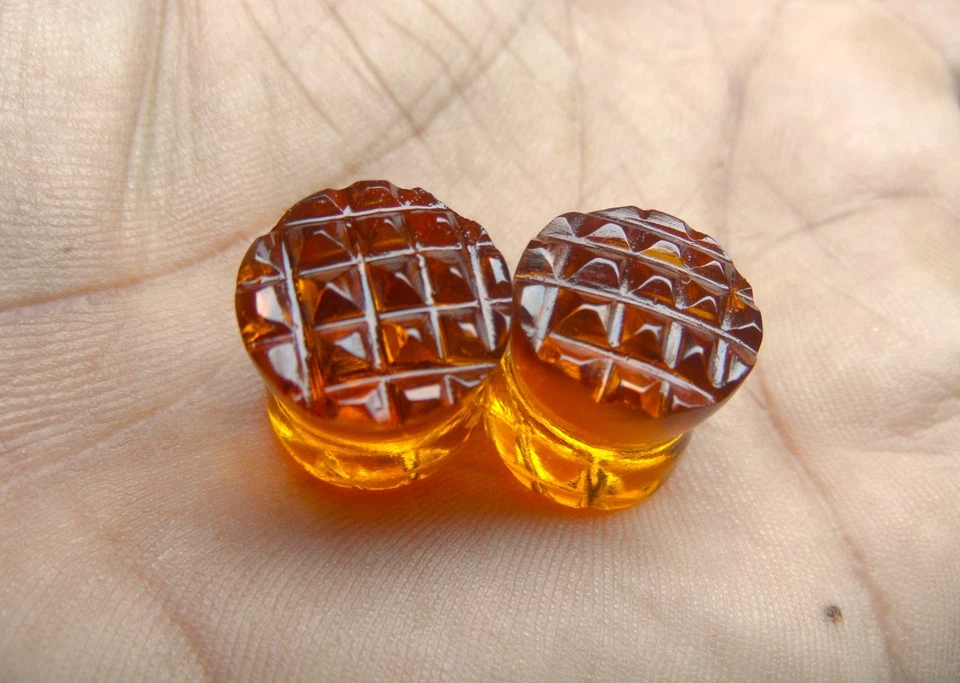 Topacio Dorado Túneles Medidores de Oreja Tapones Pendientes, Tapones Pendientes Bes Foto 4 de 4