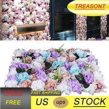12 Pcs Artificial Flower Wall Silk Rose Flower Wall Panel Wedding Party Decor