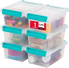 1 Qt. Craft Storage Bins with Lids, Made in USA , Clip Box