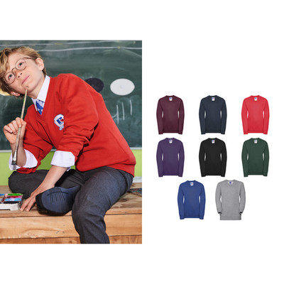 Russell Europe Kinder Sweatshirt mit V-Ausschnitt 0R272B0 - ringgesponnene Baumwolle für weiches Gefühl