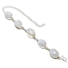 Rainbow Moonstone Gemstone Handmade 925 Sterling Silver Bracelet 7-8"