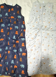 2x Baby Schlafsack ärmellos mit Reißverschluss, Tiermuster, Blau/Grau