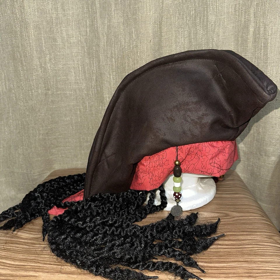 Disney Piratas del Caribe Jack Gorrión Sombrero Rastas Disfraz Halloween Foto 3 de 4