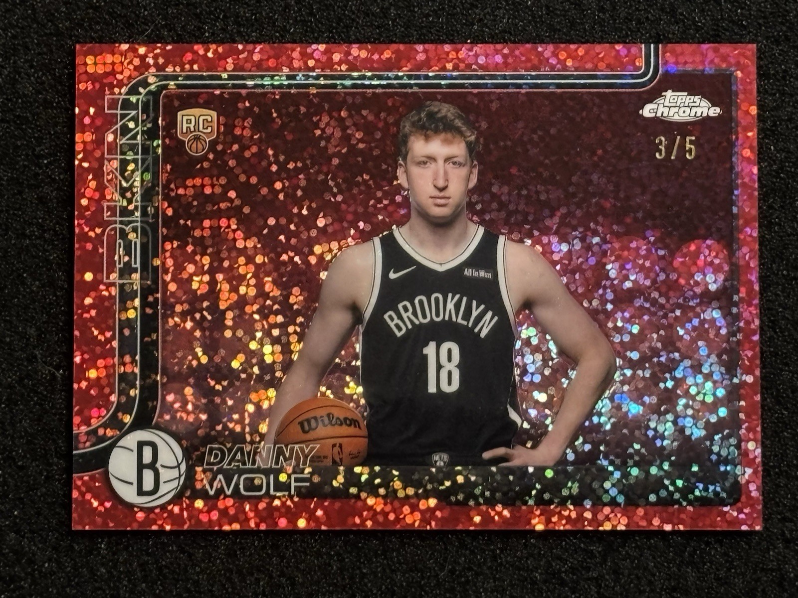 2025-26 Topps Chrome Danny Wolf Image Variation Red Sparkle Rookie #3/5!