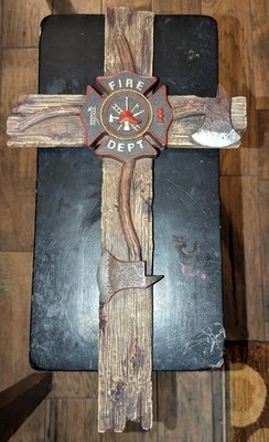 Generic Large Fireman Decorative Wall Cross Fire Firefighter 20x11 inches