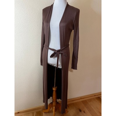 Express ribbed belt belted cardigan duster in mocha brown NEW SMALL