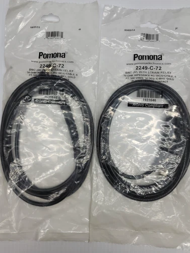 Pomona 2249-C-72 BNC(M)w/ Strain Relief  50 Ohm Impedance RG 58C/U C**Lot of 2**