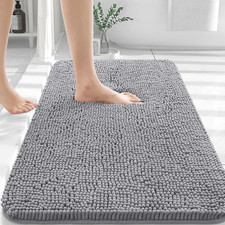 Extra Soft Chenille Bath Rugs 30x20, Quick Dry, Machine Washable, Grey