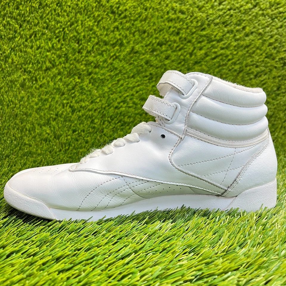 Reebok Freestyle Hi Mujer Talla 7 Blanco Cuero Atlético Zapatos para Caminar Tenis Foto 3 de 4