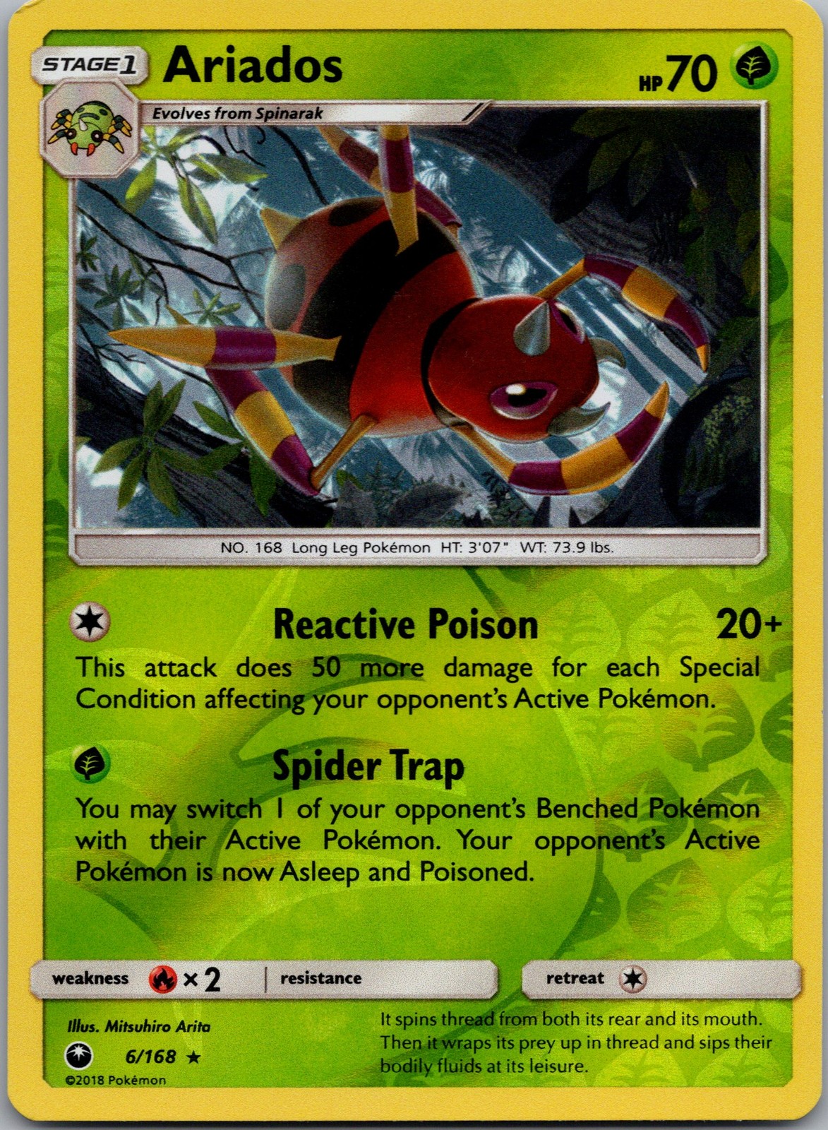 Ariados Reverse Holo Rare SM - Celestial Storm 6/168 NM