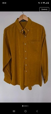 Męska Koszula Vintage Versace Jeans Couture Musztardowa Żółta Wzór Rozmiar M