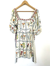 Farm Rio Womens Floral Birds Mini Dress SzM Tropical Resort Vacation Travel RARE