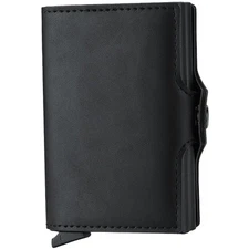 Leather Wallet Business Card Holder (Dual Pop-up Card Case Wallet)