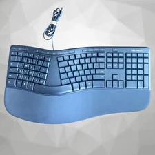 TESTED Microsoft 1878 Wired Ergonomic USB Keyboard - / Shortcuts Number Pad Keys