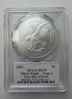 2021 American Eagle Silver Dollar  Type 2 PCGS MS70 — First Day of Issue
