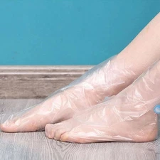 100 Pcs Disposable Foot Mask Covers Waterproof Clear Plastic Spa Booties Wraps