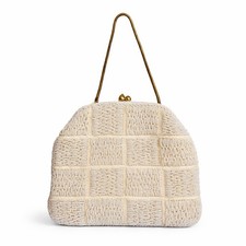 Vintage Stylecraft Miami White Beaded Clutch Gold Chain Evening Bag Purse