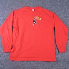 Vintage Warner Bros Studio Store Shirt Kids XL Red Tweety Sylvester Pocket 1997