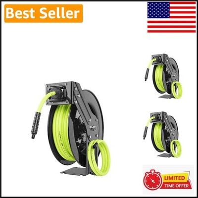Versatile 300 PSI Air Hose Reel with Easy Release, 3/8'' x 50 ft - ZillaGreen
